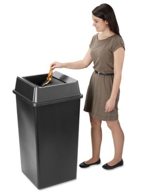 Rubbermaid® Hands-Free Trash Can - 50 Gallon, Black H-2183BL - Uline