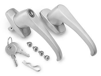 Brushed Nickel Handles with Keys for Storage Cabinets - Keyed Different H-2217-HANDL