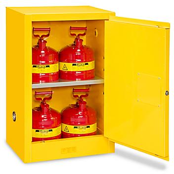 Slimline Flammable Storage Cabinet - Manual Doors, Yellow, 12 Gallon H-2218M-Y