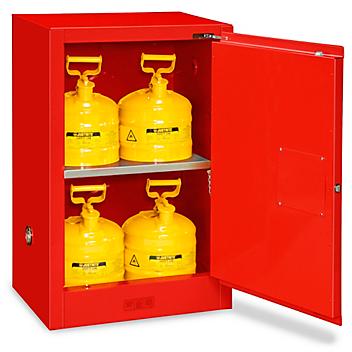 Slimline Flammable Storage Cabinet - Self-Closing Doors, Red, 12 Gallon H-2218S-R