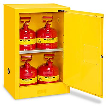 Slimline Flammable Storage Cabinet - Self-Closing Doors, Yellow, 12 Gallon H-2218S-Y