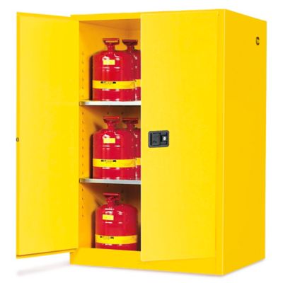 Standard Flammable Storage Cabinet - Manual Doors, 90 Gallon H-2219M - Uline