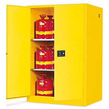 Standard Flammable Storage Cabinet - Manual Doors, Yellow, 90 Gallon H-2219M-Y