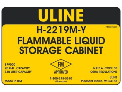 Flammable Storage Cabinet - Standard, Manual Doors, Yellow, 90