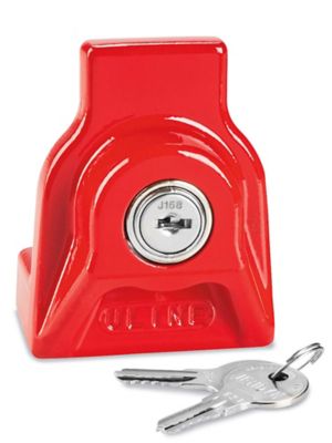 Metal Trailer Lock - Keyed Different, Red H-2226R - Uline