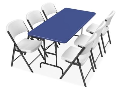 Deluxe Folding Table - 60 x 30, Adjustable Height, Blue H-2228BLU - Uline