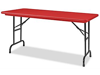 Deluxe Folding Table - 60 x 30", Adjustable Height, Red H-2228R