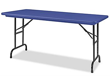 Deluxe Folding Table - 72 x 30", Adjustable Height, Blue H-2229BLU