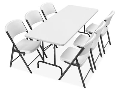 Gray folding table online and chairs