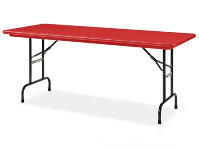 Deluxe Folding Table - 72 x 30, Adjustable Height, Red