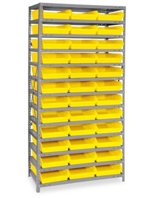 Shelf Bin Organizer - 36 x 18 x 75" with 11 x 18 x 4" Yellow Bins H-2239Y