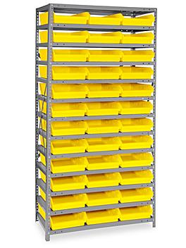 Shelf Bin Organizer - 36 x 18 x 75" with 11 x 18 x 4" Yellow Bins H-2239Y