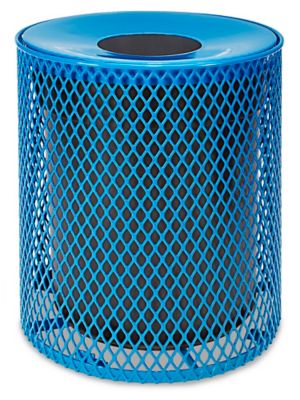 Thermoplastic Trash Can - 32 Gallon, Funnel Lid, Blue H-2293BLU