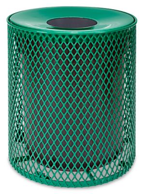 Thermoplastic Trash Can - 32 Gallon, Funnel Lid, Green H-2293G