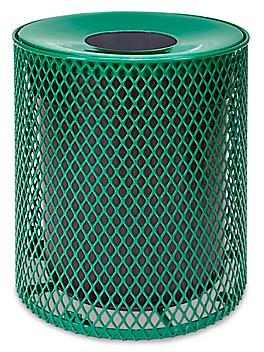 Thermoplastic Trash Can - 32 Gallon, Funnel Lid, Green H-2293G