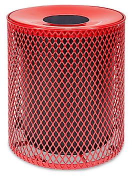 Thermoplastic Trash Can - 32 Gallon, Funnel Lid, Red H-2293R