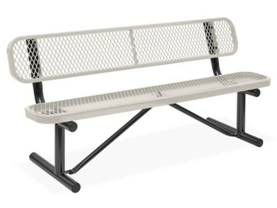 Metal Bench with Back - 6', Beige H-2294BE-P