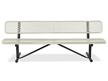 Metal Bench with Back - 6', Beige H-2294BE-P