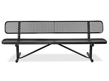 Metal Bench with Back - 6', Black H-2294BL-P