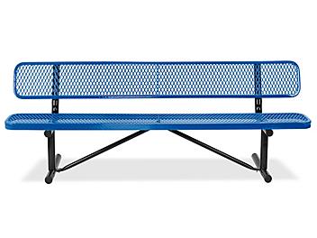Metal Bench with Back - 6', Blue H-2294BLU-P