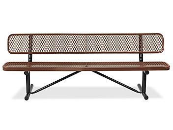 Metal Bench with Back - 6', Brown H-2294BR-P