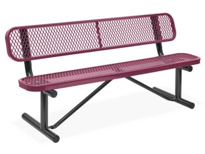 Metal Bench with Back - 6', Burgundy H-2294BU-P