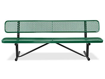 Metal Bench with Back - 6', Green H-2294G-P