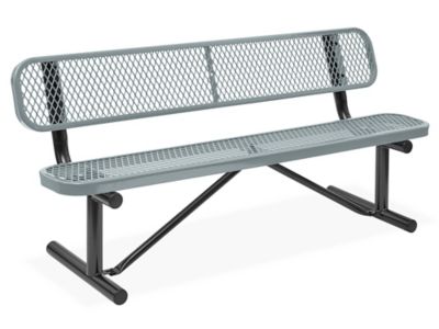 Metal Bench with Back - 6', Gray H-2294GR-P