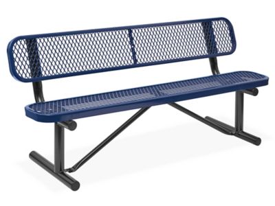 Metal Bench with Back - 6', Navy H-2294NB-P