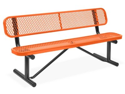 Metal Bench with Back - 6', Orange H-2294O-P