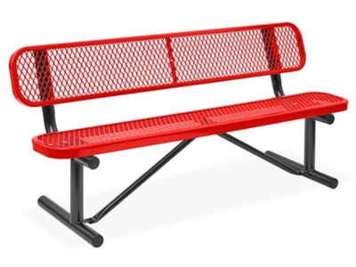 Metal Bench with Back 6 Red