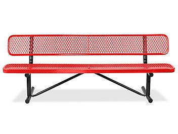 Metal Bench with Back - 6', Red H-2294R-P