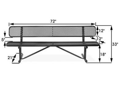 Metal Bench with Back - 6' H-2294 - Uline
