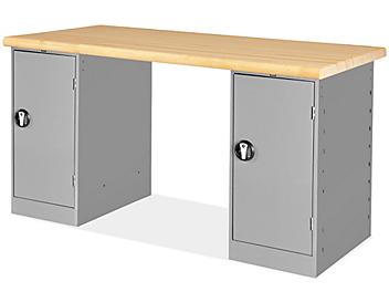 1 Cabinet/1 Cabinet Pedestal Workbench - 60 x 30", Maple Top H-2298-MAPLE