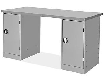 1 Cabinet/1 Cabinet Pedestal Workbench - 60 x 30", Steel Top H-2298-STEEL