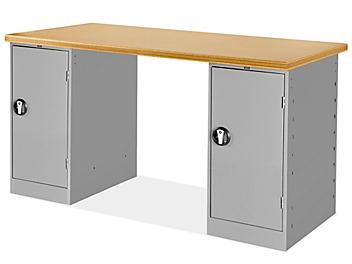 1 Cabinet/1 Cabinet Pedestal Workbench - 60 x 30", Composite Wood Top H-2298-WOOD