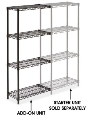 Black Wire Shelving Add-On Unit - 24 x 12 x 54" H-2420-54A