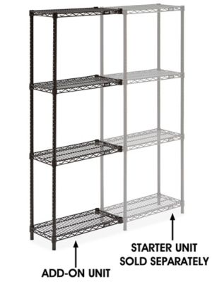 Black Wire Shelving AddOn Unit 24 x 12 x 63" H242063A Uline