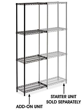 Black Wire Shelving Add-On Unit - 24 x 12 x 72" H-2420-72A