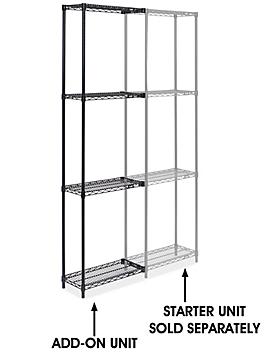 Black Wire Shelving Add-On Unit - 24 x 12 x 86" H-2420-86A
