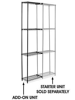 Black Wire Shelving Add-On Unit - 24 x 12 x 96" H-2420-96A