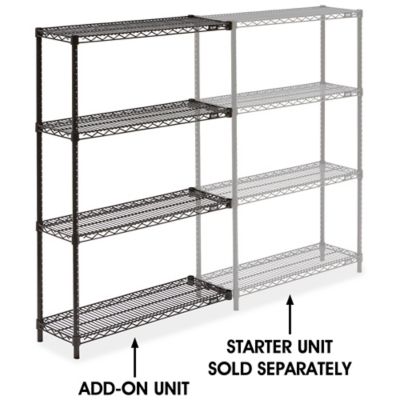 Black Wire Shelving Add-On Unit - 36 x 12 x 54" H-2421-54A
