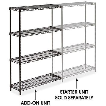 Black Wire Shelving Add-On Unit - 36 x 12 x 54" H-2421-54A