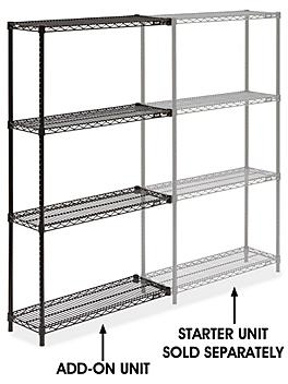 Black Wire Shelving Add-On Unit - 36 x 12 x 63" H-2421-63A