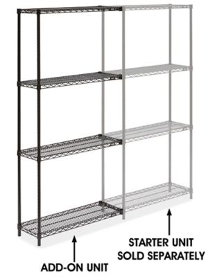 Black Wire Shelving Add-On Unit - 36 x 12 x 72" H-2421-72A