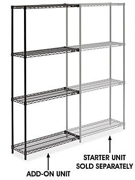 Black Wire Shelving Add-On Unit - 36 x 12 x 72" H-2421-72A