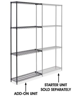 Black Wire Shelving Add-On Unit - 36 x 12 x 86" H-2421-86A