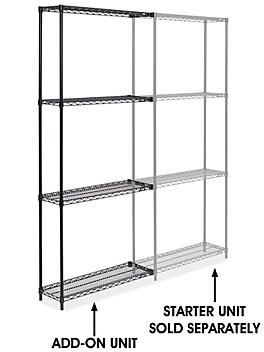 Black Wire Shelving Add-On Unit - 36 x 12 x 86" H-2421-86A