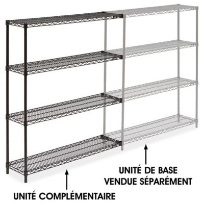 Black Wire Shelving Add-On Unit - 48 x 12 x 54" H-2422-54A