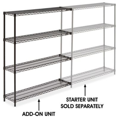 Black Wire Shelving Add-On Unit - 48 x 12 x 54" H-2422-54A